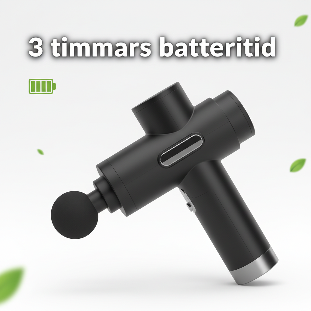 Massagepistol med 3 timmars batteritid